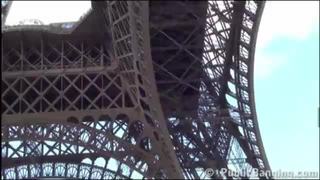 Extreme public sex threesome by the eiffel tower