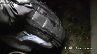 Euro blonde paid for public blowjob