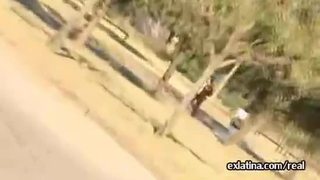 Hairy outdoor latina exhibitionist naked amateur