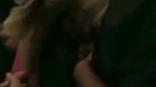 Nice girl giving a blowjob at a party