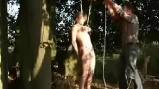 Abusing my slave in wood. amateur home made