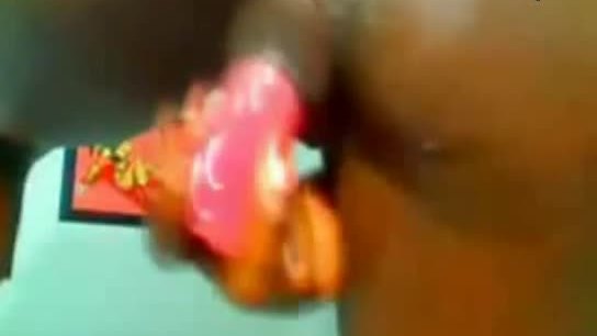 Black girl fucks her dildo on webcam
