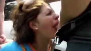 Brunette fucked next to car part 1