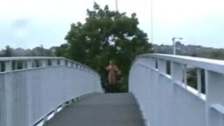 Busty amateur wife pisses in public and flashes