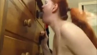 Teen sucking dildo on sweetcelina.com