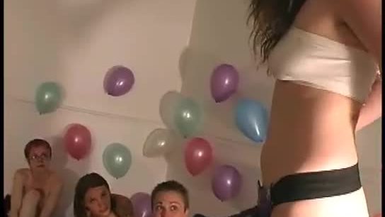 Blonde fucked with strapon in truth or dare