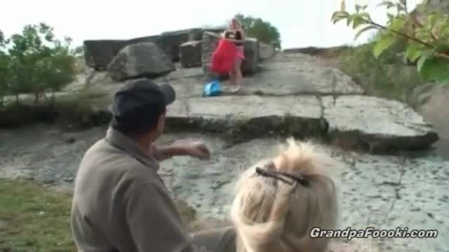 Mature couple having fun in nature