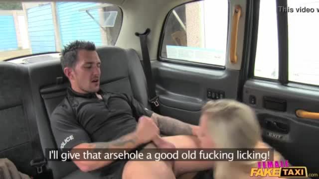 Female fake taxi dirty driver gargles coppers cum
