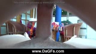 Hairy blonde teen get fucked by the pool