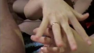 Surprise handjob from milf wife