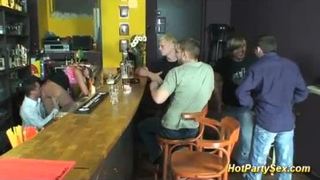 Her first bukkake party orgy