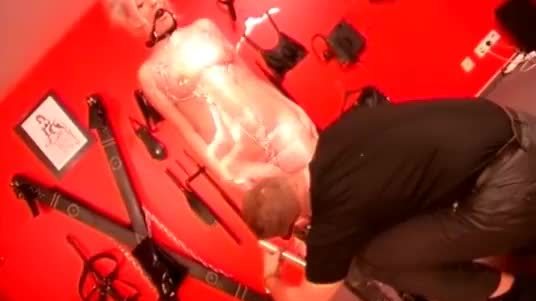 Cruel bdsm play with naked tied girl