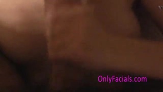 Teen brunette sucking huge dick