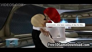 3d cartoon commander of the starship fucks her copilot