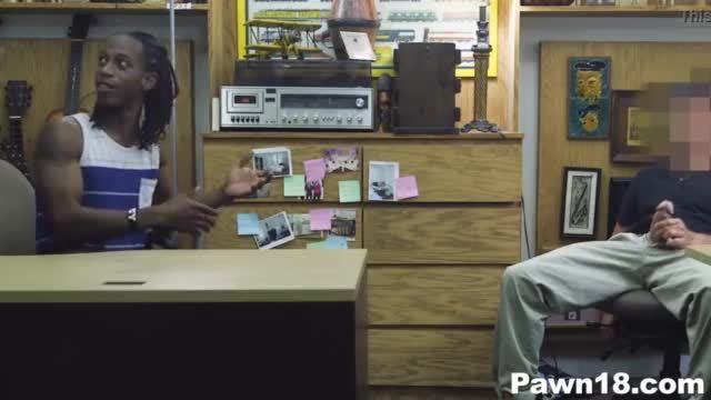 Attractive girl sucks in store